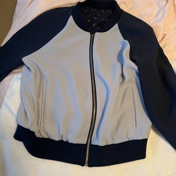 kate spade Out West Wild Roses Reversible Bomber Jacket blue floral size xl - Picture 9 of 13